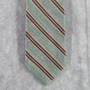 Club Room Gray Brown Blue Stripe 100% Silk Long Men's Neck Tie NWOT‎